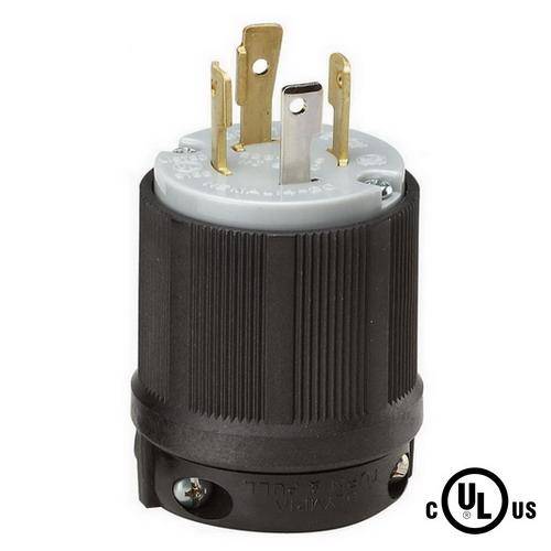 Nema L15-30P Macho 30A 250V Enchufe de alimentación de CA de grado industrial, [Listado UL] Enchufe de bloqueo NEMA L15-30P, 3 polos, conexión a tierra de 4 hilos, CA 60HZ